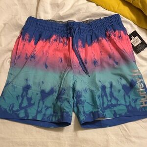 Hurley Coral and Teal Swim Trunks